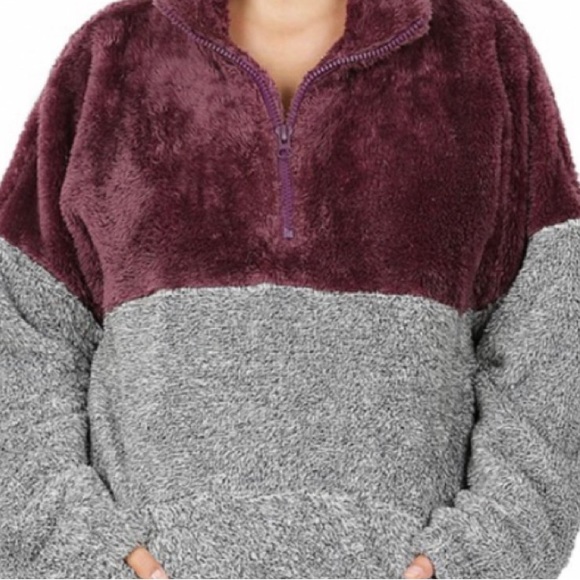 LAST ONE 18 $20 start ❤️ Soft PLUS contrast faux fur pullover - Picture 2 of 4